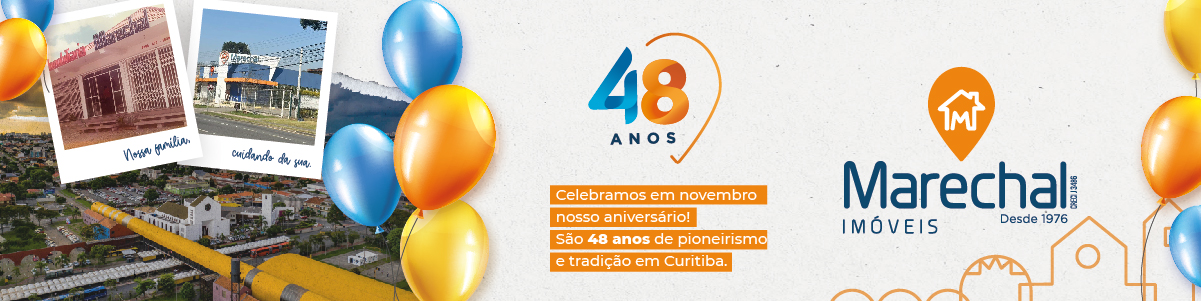 Banner 48 anos 48 anos - Celebramos em novembro nosso aniversário. São 48 anos de pioneirismo e tradição em Curitiba.